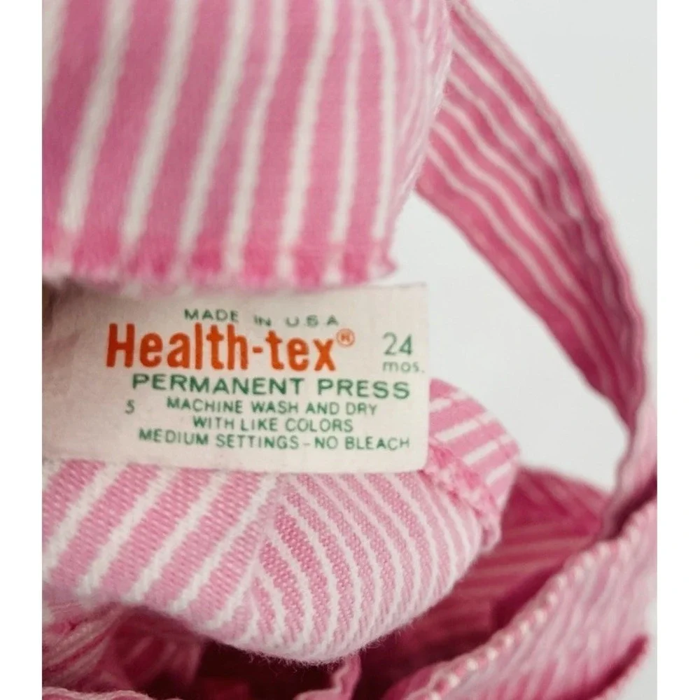 Vintage Healthtex Pink Pinstripe Overalls Size 24 Months USA Made